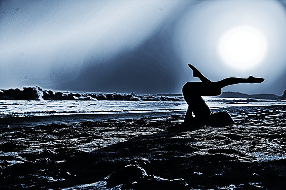 Ballerina Leg Dance Beach Sunset